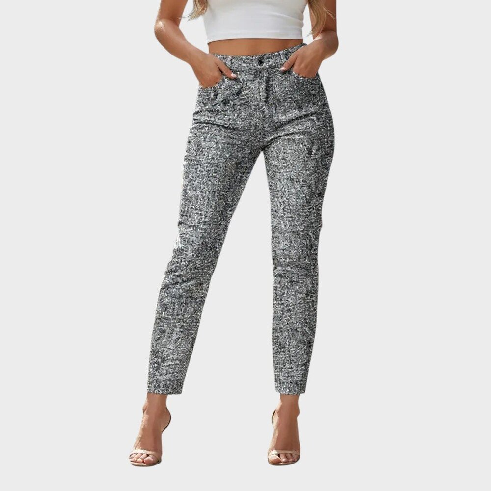 Cabi Skinny Jeggings Womens 10 Gray Blue Camo Stretch Slim Utility Pants